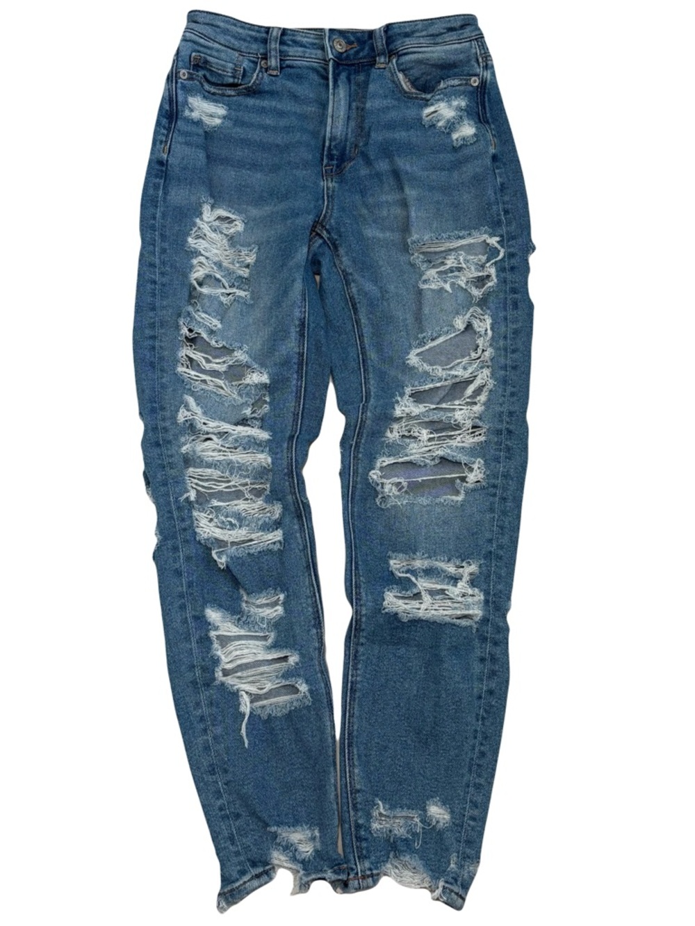 American Eagle Blue Ripped Mom Jeans